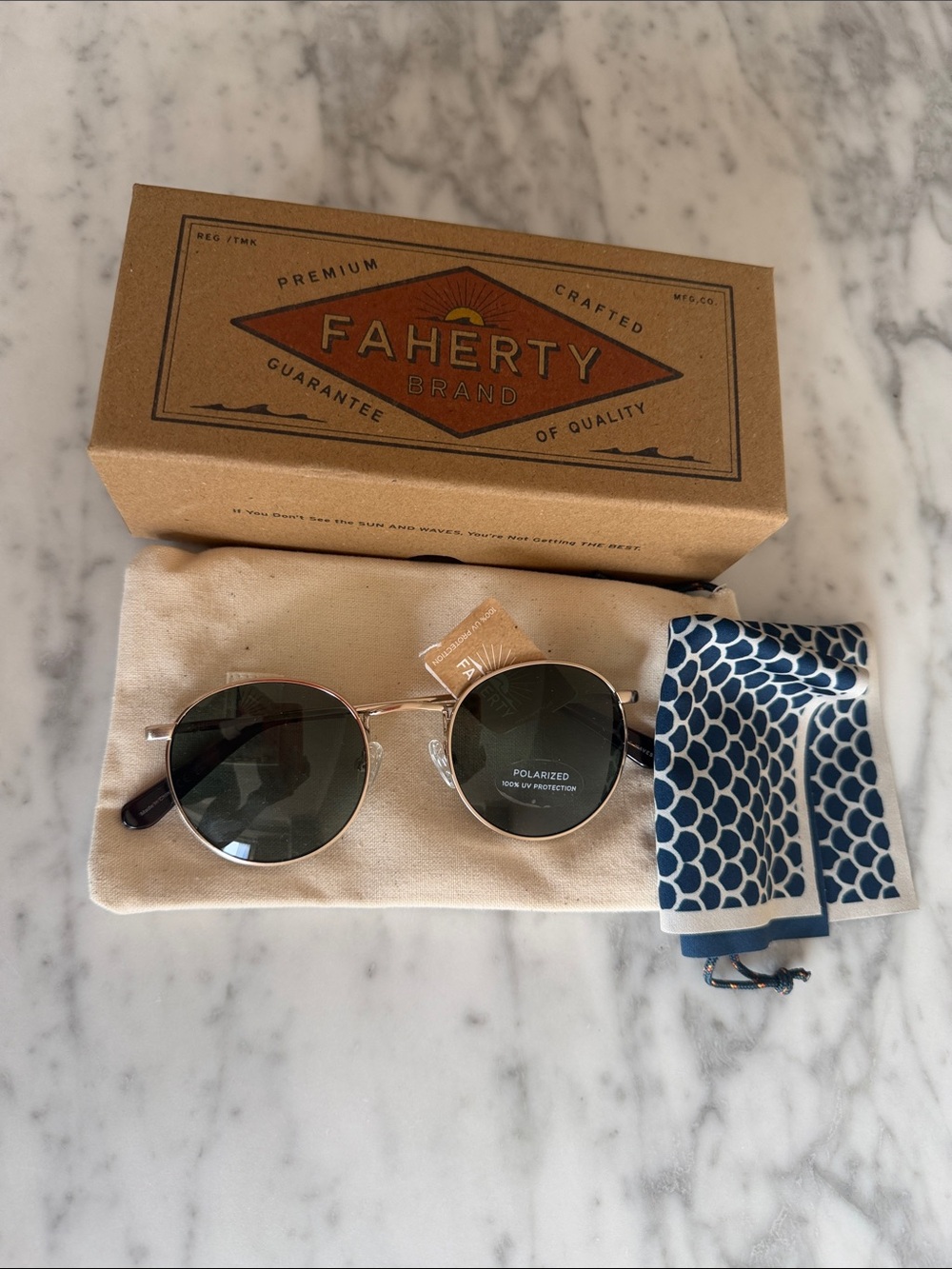 Faherty Lennox Sunglasses Brushed Gold